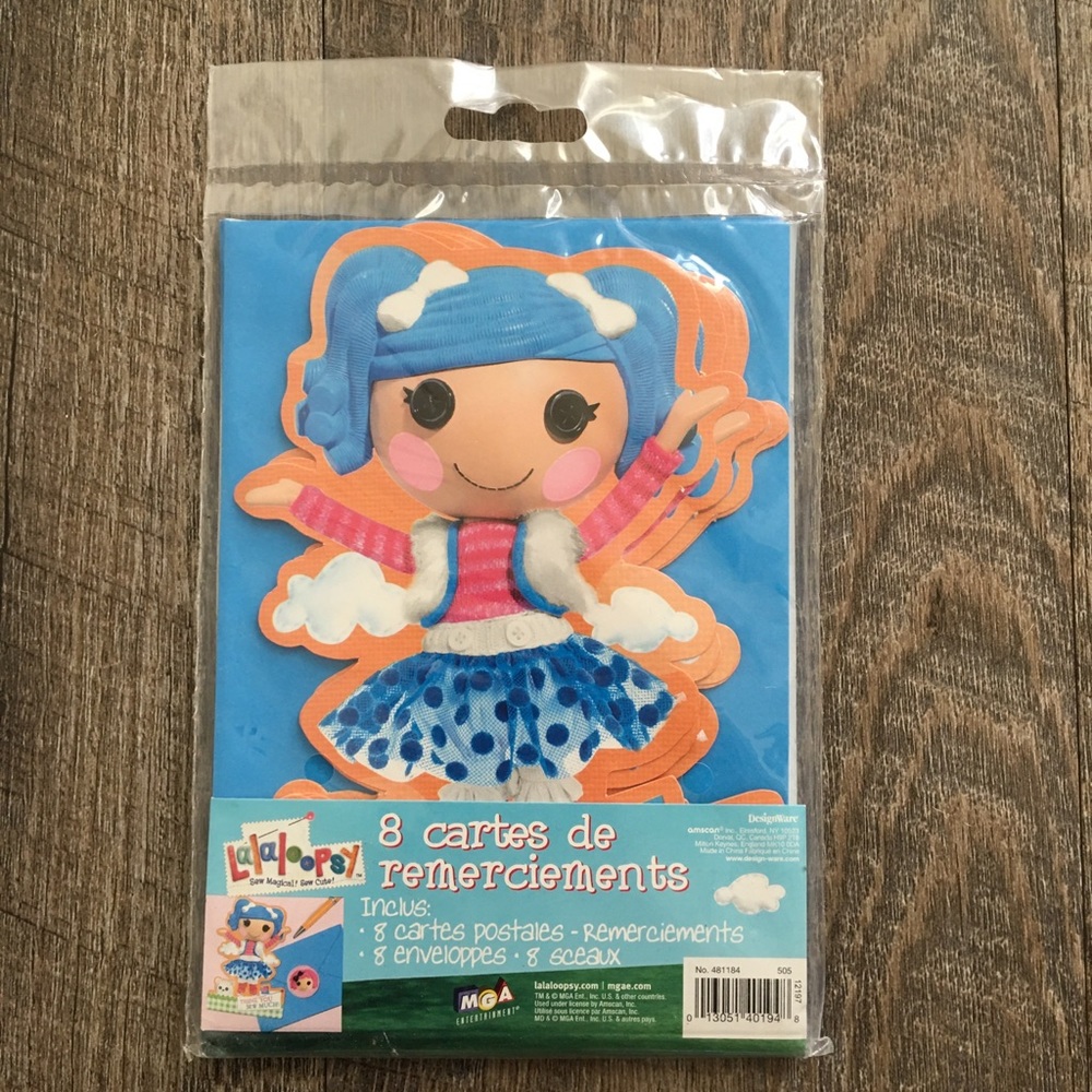 Lalaloopsy “Thank You Sew Much” cards w/envelopes (8)